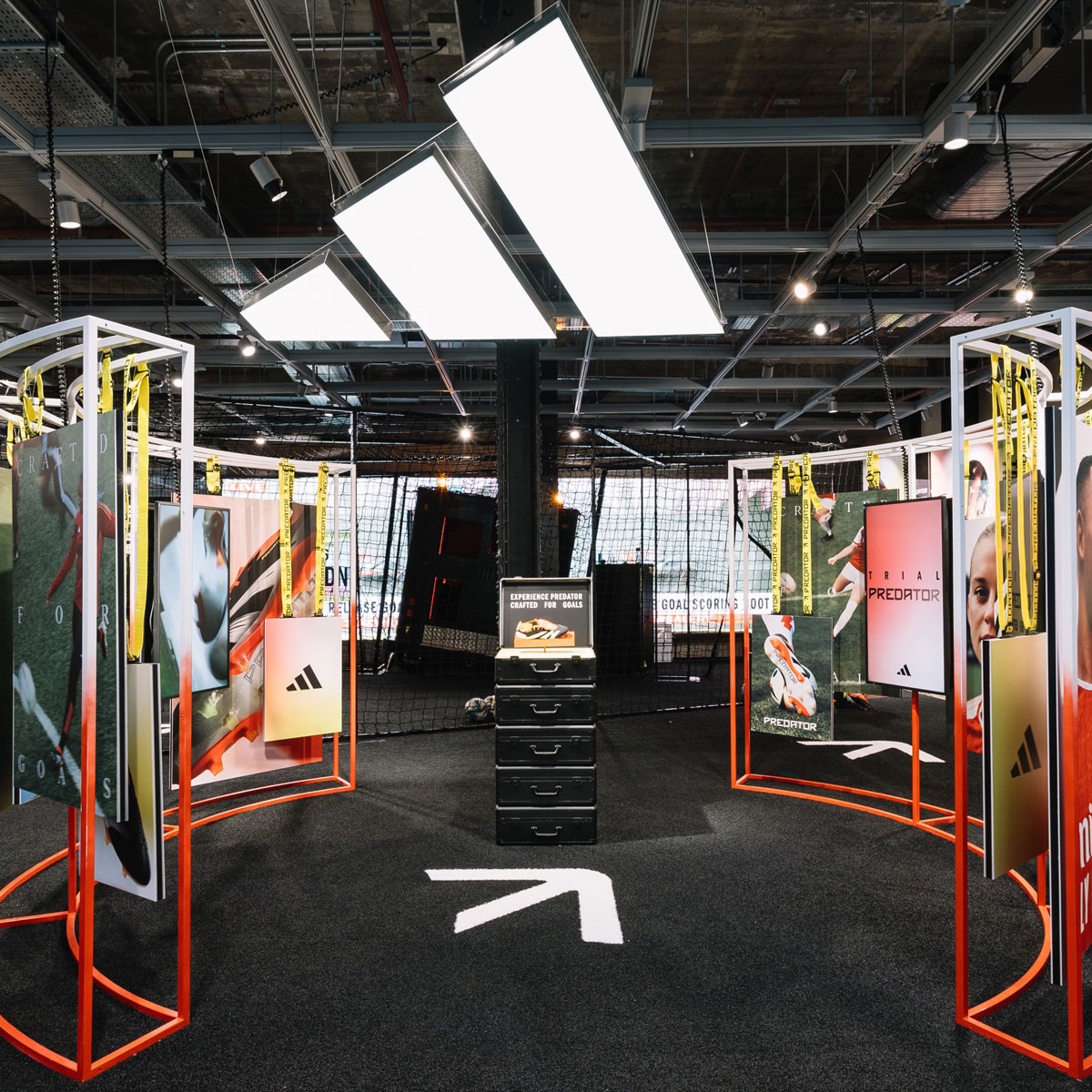 Retail brand activation experience with immersive product displays and interactive marketing installation