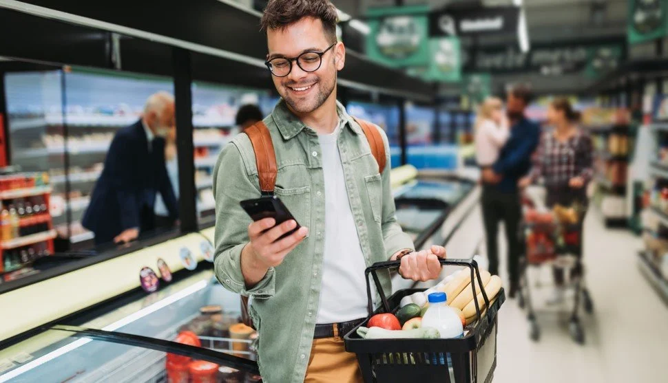 Male grocery shopping